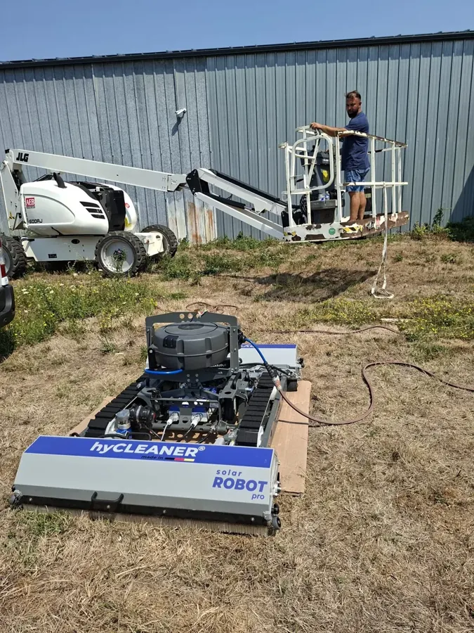 Préparation du robot et de la nacelle sur un chantier